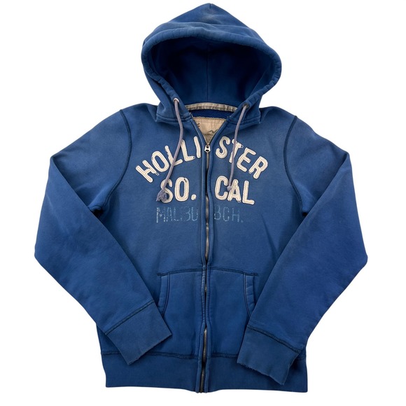 Hollister Tops - VTG Y2K Hollister So Cal Malibu Beach Full Zip Hoodie Women XL Blue Coastal Fade